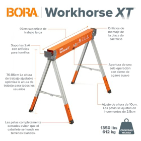 Caballetes plegables Bora Workhorse XT 2, altura ajustable, robustos para profesionales
