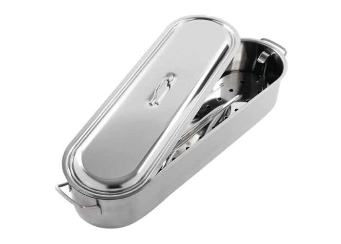 Stainless steel fish cooking pot from KitchenCraft for induction hobs Stainless steel fish cooking pot from KitchenCraft for induction hobs