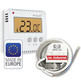 Termostato de ambiente ELEKTROBOCK PT14-HT-SEH con actuador y pantalla LCD.