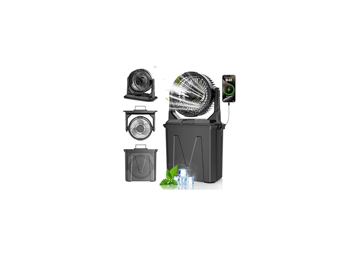 Camping Ventilator mit 9L Wassertank & 20000mAh Akku, LED & Nebel Camping Ventilator mit 9L Wassertank & 20000mAh Akku, LED & Nebel