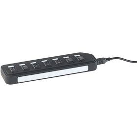 Concentrador USB 2.0 activo Xystec con 7 puertos e interruptores de encendido/apagado independientes.