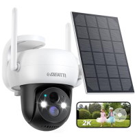 DETATI 2K Surveillance Camera with Solar Power, 360° WiFi, PIR, Night Vision