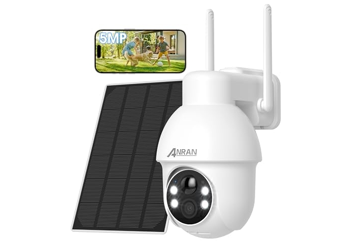 ANRAN 5MP WiFi Solar Kamera, 360° Pan&Tilt, Audio, PIR, Alexa ANRAN 5MP WiFi Solar Kamera, 360° Pan&Tilt, Audio, PIR, Alexa