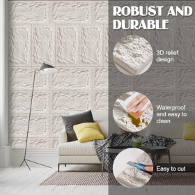 3D панели для стен, каменный вид, 45x25 см, 2 см толщиной - Белые, для внутренних и внешних отделочных работ