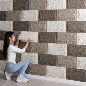 3D панели для стен, каменный вид, 45x25 см, 2 см толщиной - Белые, для внутренних и внешних отделочных работ