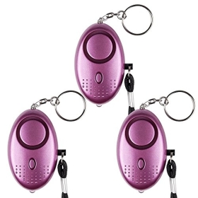 Alarma de emergencia personal [paquete de 3] Qoosea Scream Safesound Alarma de seguridad 140dB Linterna LED para niños/mujeres/ancianos/estudiantes Protección de autodefensa segura (rosa)