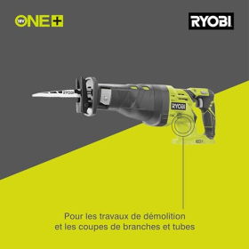 RYOBI 18V ONE+ Cordless Reciprocating Saw R18RS-0 – 28 mm Stroke, Tool-Free Blade Attachment