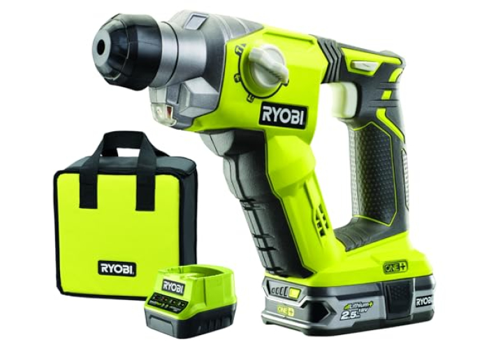 Аккумуляторный перфоратор RYOBI ONE+ 18 В SDS+ R18SDS-125S с аккумулятором 2,5 Ач и зарядным устройством Аккумуляторный перфоратор RYOBI ONE+ 18 В SDS+ R18SDS-125S с аккумулятором 2,5 Ач и зарядным устройством