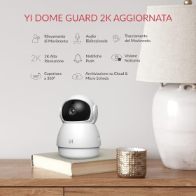 YI Dome Guard 2K Indoor Camera Set WiFi/LAN with PTZ, Motion Detection & Night Vision