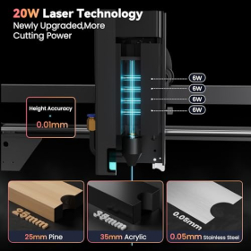 Máquina de grabado láser RAY5, 5 W de potencia, pantalla táctil, control mediante aplicación sin conexión, 400 x 400 mm