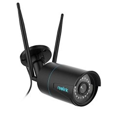 Reolink Cámara de Seguridad Exterior 2K+, WiFi 2.4/5GHz, Visión Nocturna 5MP, IP67, Detección de Movimiento, Ranura para Tarjeta SD, Resistente a la Intemperie, Alarma, Cámara Lenta, Carcasa Negra