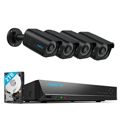 Reolink Kit de cámara de vigilancia exterior 4K de 8 canales, con 4 cámaras IP PoE de 8 MP, disco duro de 2 TB, NVR, para grabación de vídeo 24 horas al día, 7 días a la semana en interiores y exteriores
