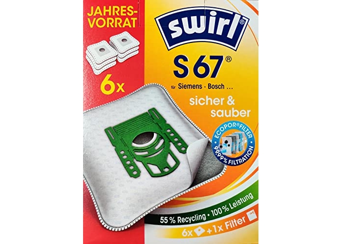 Bolsas para aspiradora Swirl EcoPor S67, 6 piezas, suministro anual S67 Bolsas para aspiradora Swirl EcoPor S67, 6 piezas, suministro anual S67