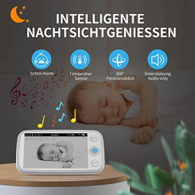 KAWA Babyphone 2K QHD, 5 Display, Nachtsicht, 2-Wege-Audio