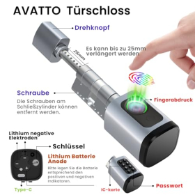 Cerradura de puerta inteligente AVATTO con huella dactilar, contraseña y control remoto