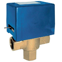 Mut SF25 M1 230V zone valve, 3-way diverter, spring return, blue/yellow