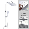 JOHO shower set without fittings, rain shower head 20x20 cm, stainless steel