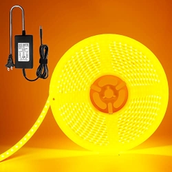 EverBright Гибкая водонепроницаемая светодиодная лента 5M 600 SMD с адаптером питания 12 В 5 А для ТВ-шкафа Спальня Вечеринка Сцена Праздничный сад В помещении На открытом воздухе Желтый