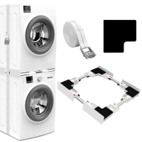 NIUXX Universal Zwischenbaurahmen für Waschmaschine und Trockner 46–66 cm mit Ratschengurt