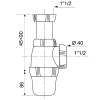 Classic sink siphon Wirquin SP3213, ⌀40 mm, height adjustable