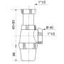 Sifón de fregadero clásico Wirquin SP3213, ⌀40 mm, regulable en altura