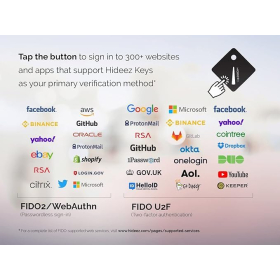 Hideez Key 4 – FIDO2/U2F security key, 2FA, password manager