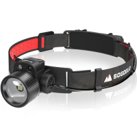 Sogdeco LED Flashlight, Portable Lantern Headlamp Torch 10000lm Large Capacity 5000mAh USB Rechargeable Super Bright 5 Modes IP68 Water Resistance
