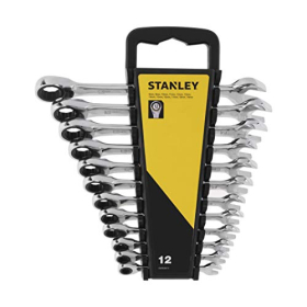 STANLEY Ratschenschlüssel-Satz mit 12 Ringmaulschlüsseln, ergonomischer Griff