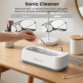 Limpiador Ultrasónico KECOOLKE 400 ml con Temporizador Digital para Vasos, Anillos, Monedas, Anillos