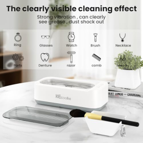 Limpiador Ultrasónico KECOOLKE 400 ml con Temporizador Digital para Vasos, Anillos, Monedas, Anillos