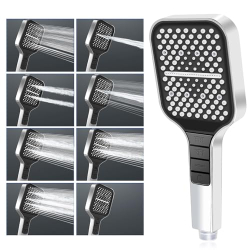 SUNZOS Shower Head – 7 Modes, Water Saving, Thick, Large Model, Gray