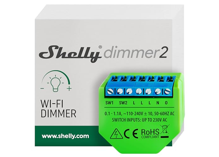 Shelly Dimmer 2 – atenuador WiFi inteligente sin cable neutro Shelly Dimmer 2 – atenuador WiFi inteligente sin cable neutro