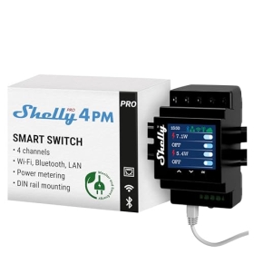 Shelly Pro 4PM Interruptor de relé de 4 canales con medición de demanda y control remoto