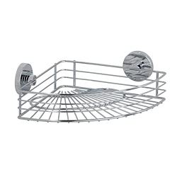 Wenko 20887100 – Estante de esquina VacuumLoc Bari, acero inoxidable, 31,5 x 8,5 x 22 cm