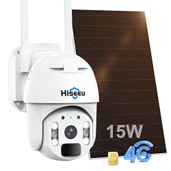 Hiseeu 3G/4G LTE WLAN Außenkamera mit Solar, 15600mAh Akku, Nachtsicht, 360° PTZ