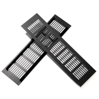 Rejilla de ventilación de aluminio de 300 × 80 mm para muebles, armarios y cocinas, color negro.