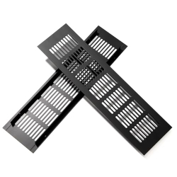 Aluminum ventilation grille 300 × 80 mm for furniture, cabinets and kitchens, black