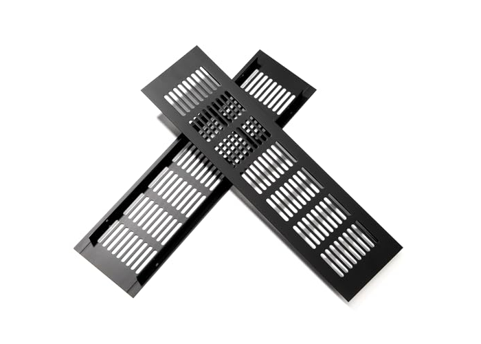 Rejilla de ventilación de aluminio de 300 × 80 mm para muebles, armarios y cocinas, color negro. Rejilla de ventilación de aluminio de 300 × 80 mm para muebles, armarios y cocinas, color negro.