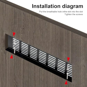 Aluminum ventilation grille 300 × 80 mm for furniture, cabinets and kitchens, black