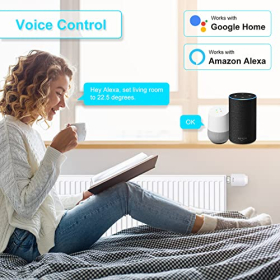 Termostato inteligente para radiador SALCAR WiFi, programable, compatible con Alexa y Google Assistant, juego de 3