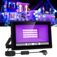 Lámpara UV T-SUNUS 30W, luz negra (400-405 nm), con enchufe, impermeable IP66, para fiesta, decoración, calle
