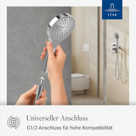 Cabezal de ducha Villeroy &amp; Boch Verve – 3 tipos de chorro, fácil de limpiar, ahorro de agua, cromado