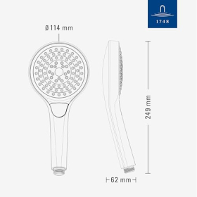 Cabezal de ducha Villeroy &amp; Boch Verve – 3 tipos de chorro, fácil de limpiar, ahorro de agua, cromado