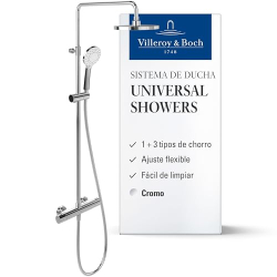 Villeroy & Boch Universal Showers – Regenbrause mit Thermostat, 3 Strahlarten, Chrom