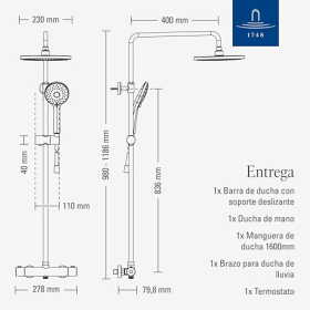 Villeroy & Boch Universal Showers – Regenbrause mit Thermostat, 3 Strahlarten, Chrom