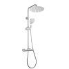 JOHO shower system with thermostat, adjustable height, stainless steel, 25 cm hand shower