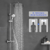 JOHO shower system with thermostat, adjustable height, stainless steel, 25 cm hand shower