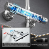 JOHO shower system with thermostat, adjustable height, stainless steel, 25 cm hand shower