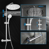 JOHO shower system with thermostat, adjustable height, stainless steel, 25 cm hand shower