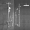 JOHO shower system with thermostat, adjustable height, stainless steel, 25 cm hand shower